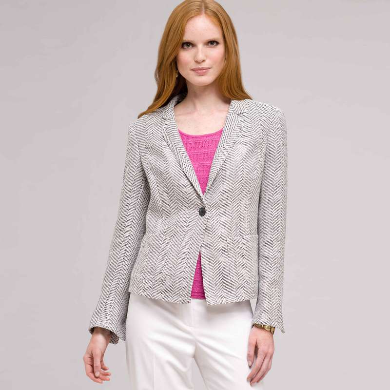 Textured 1 Button Jacket, Ink Multi, large image number 1