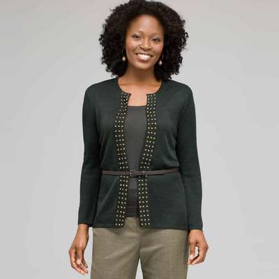 Belted Cardigan With Studs