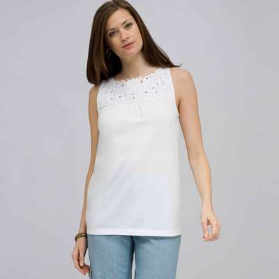 Embroidered Boat Neck Top