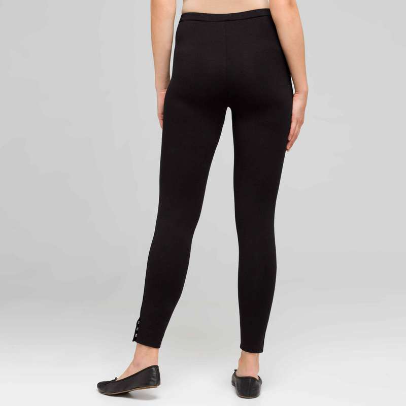 Capri Leggings with Snap Button Detail, Black, large image number 1